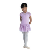 DanzNmotion Robe Danshuz 20202C, Manches "Cap sleeve" avec tutu et dentelle brillante
