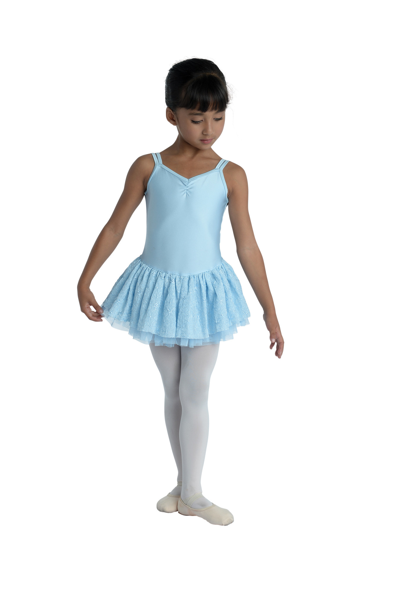 DanzNmotion Robe Danshuz 19205C, Bretelles spaghetti avec tutu