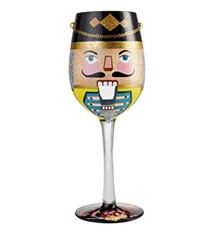 Verre à vin "Nutcracker Crakin' "- Lolita - peinte à la main, 15 oz.