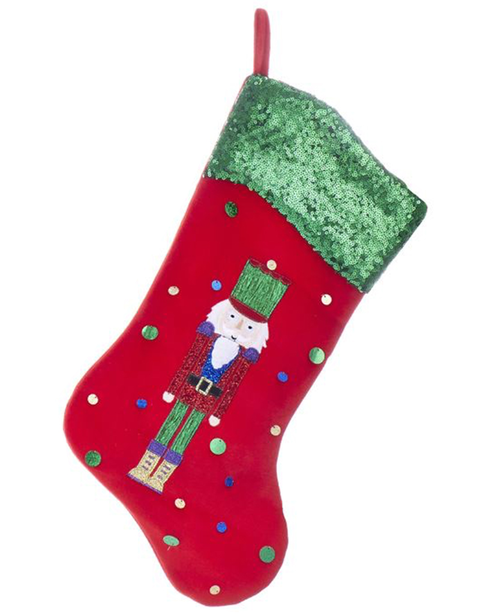 kurt s adler Red Velvet w Sequin Cuff Nutcracker Christmas Stocking Green, Kurt S. Adler SG0204