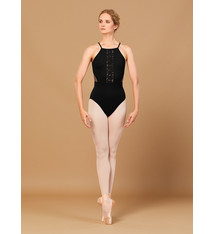 Bloch Maillot Bloch L5557, Bretelles spaghetti, Avec bande de broderie au devant et "Mesh" croisée au dos