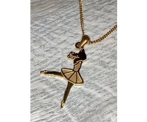 Dancing Ballerina Brass Pendant with Gold Chain Pointe — Nutcracker Ballet  Gifts