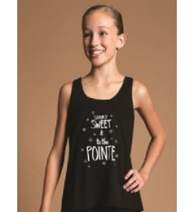 Motionwear Camisole style "High Low Tank" Motionwear 5906, imprimé: "Short Sweet & to the Pointe" au devant