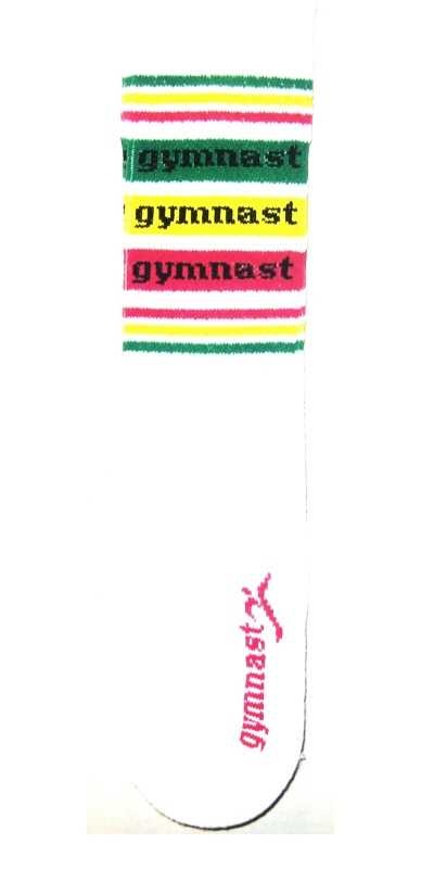 Motionwear Bas sport Motionwear 1680, Imprimé: "Gymnast", Blanc-vert-jaune-rose