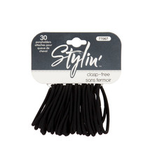 Attache à cheveux élastique, Stylin' 77067, Paquet de 30, Noir