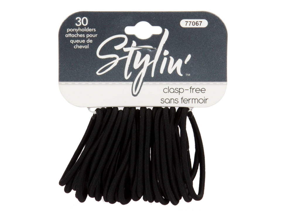 Attache à cheveux élastique, Stylin' 77067, Paquet de 30, Noir