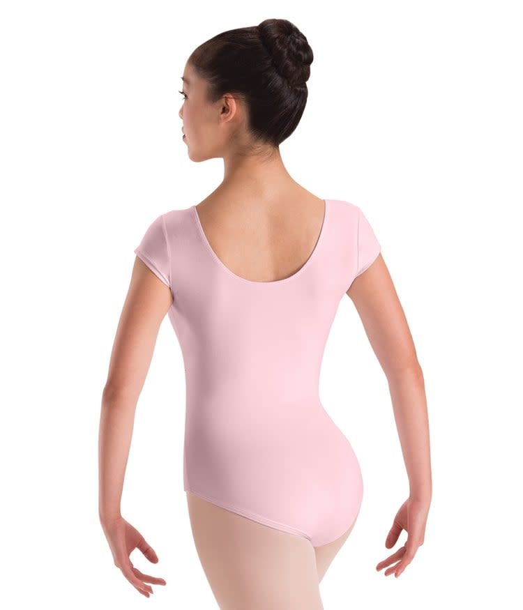 Motionwear Maillot de Danse, Motionwear 2105, Manches "Cap Sleeves", Coton rose et noir