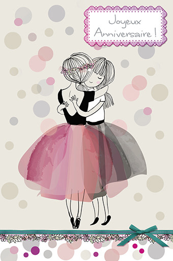 Carte de souhait, "Joyeux anniversaire" amies ballerines, Incognito EDI-2432, 48397