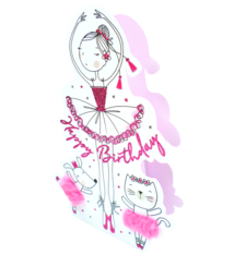 Carte de souhait 3D "Happy Birthday" Ballerina, Incognito PDZ051