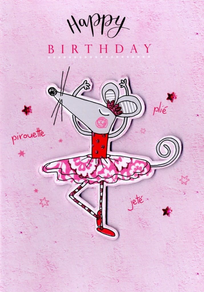 Carte de souhait 3D "Happy Birthday" Ballerina Mouse, Incognito Your Truly... YT400