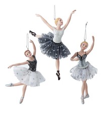 kurt s adler Ornement Ballerine noir, blanc et argenté, Kurt S. Adler E0544