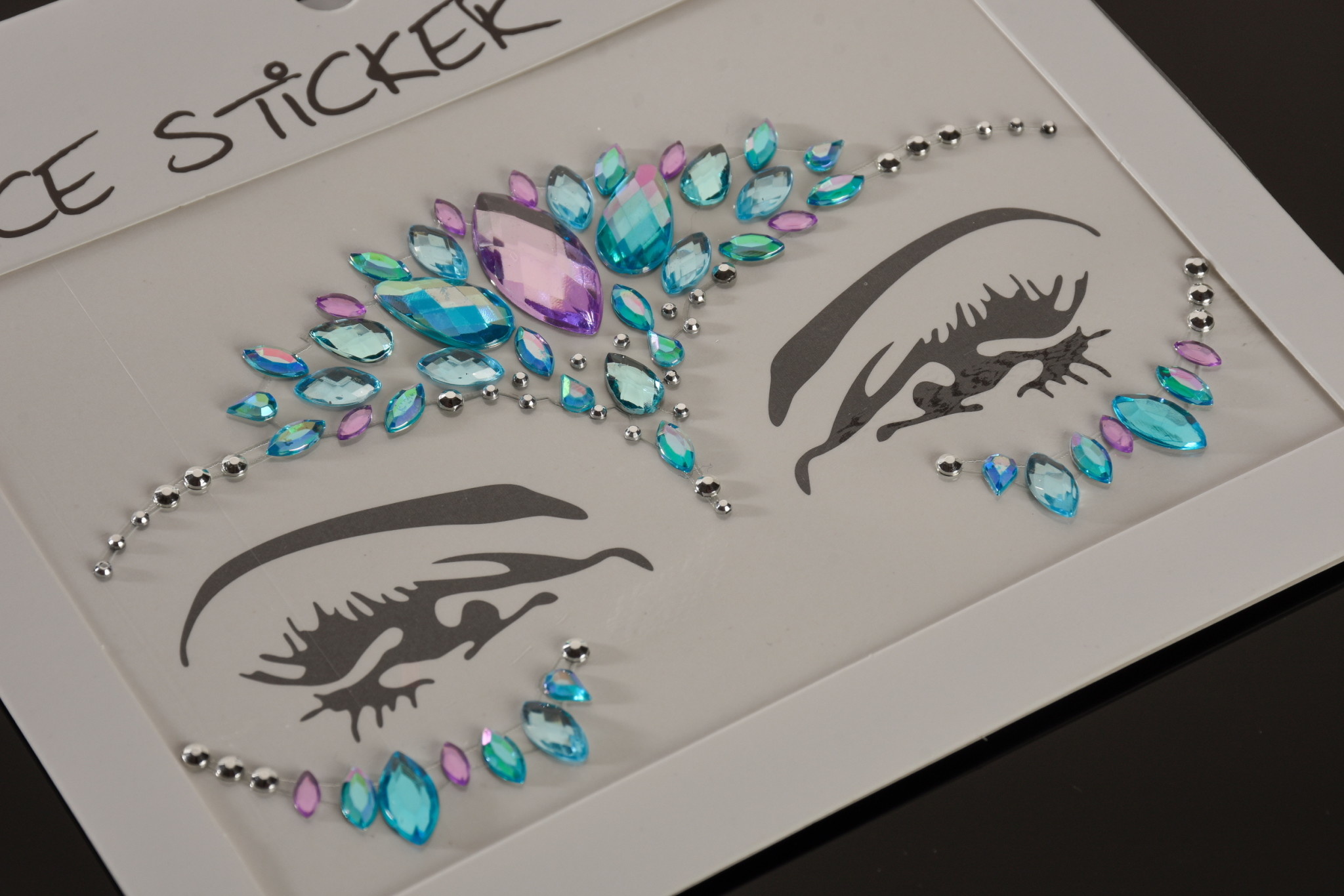 FH2 "Rhinestoned Face Jewels", FH2 FJS005, color: Light blue