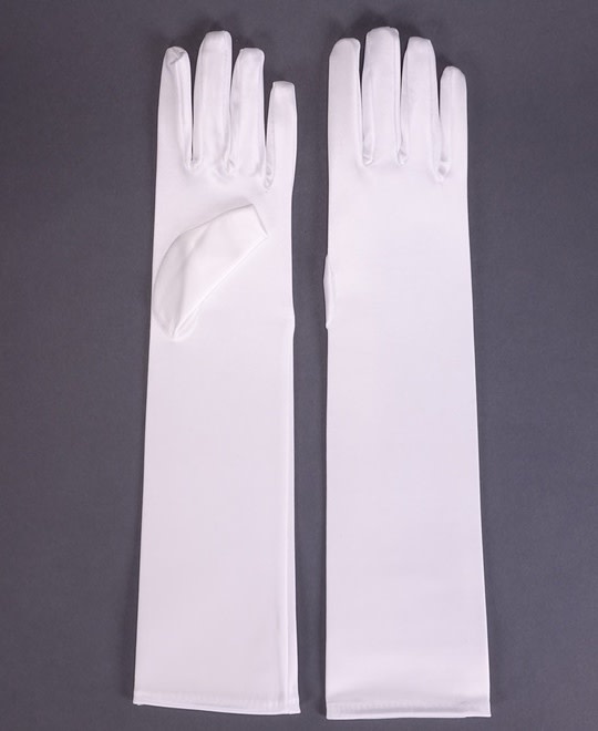 FH2 gants longs en satin blanc, FH2 GL0021, taille enfant