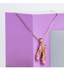 FH2 Collier avec breloque "Rose gold Ballet Shoes", FH2 BN0003, boite lilas