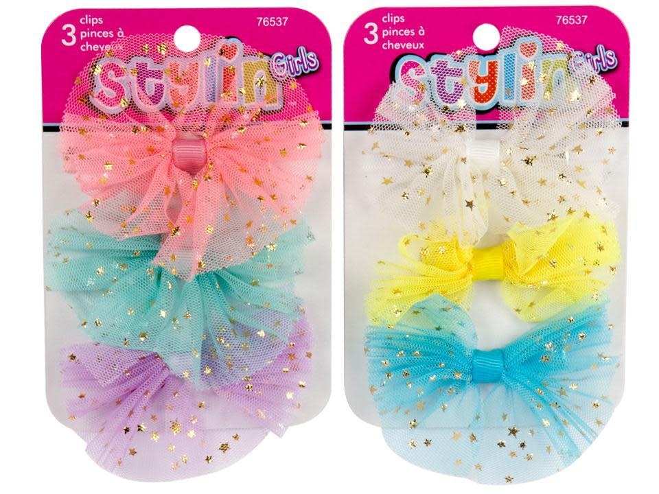 Tulle Bow Clips Stylin 76537, 3 by package