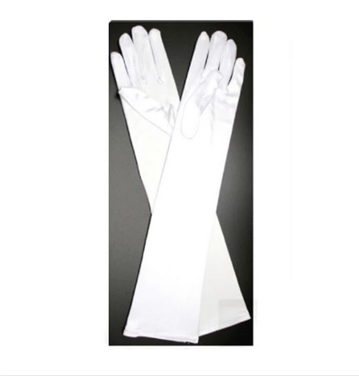 FH2 gants longs en satin blanc, FH2 GL0051, taille adulte