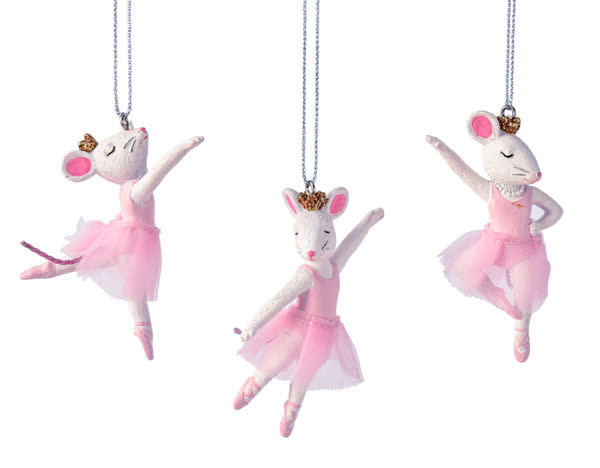 Ballet Mouse ornament, Midwest MX179809,  3/asstd
