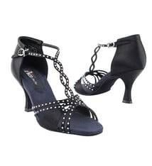very fine Soulier de danse latine,  Very Fine CD2801, Talon 2.5 po., Bout ouvert en satin avec Rhinestone