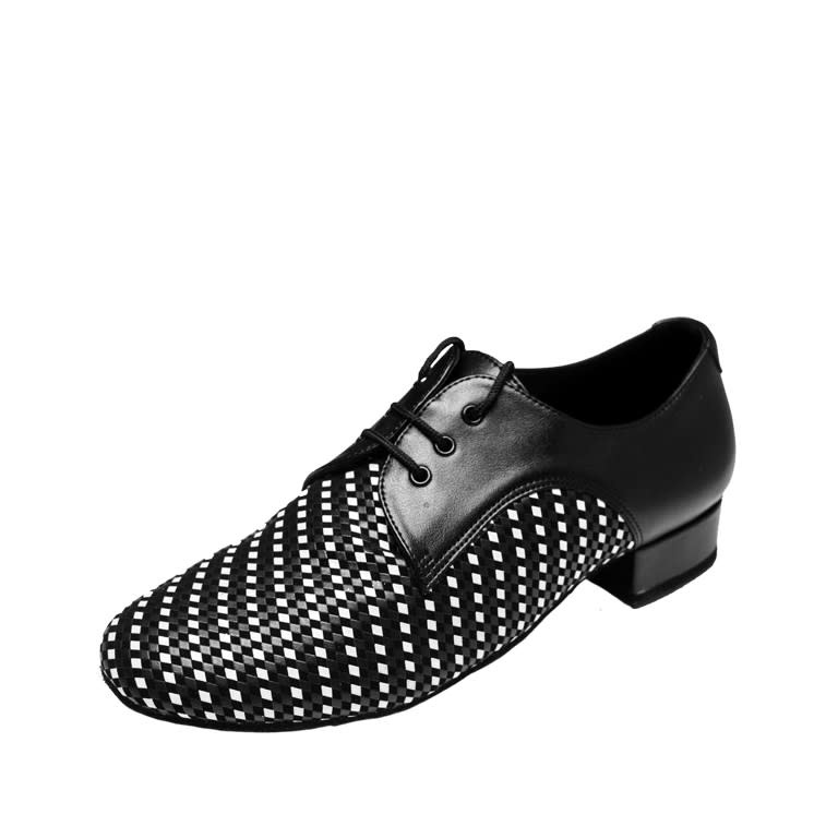 Stephanie Men's Latin Dance Shoes, Stephanie E6015, black and white checker