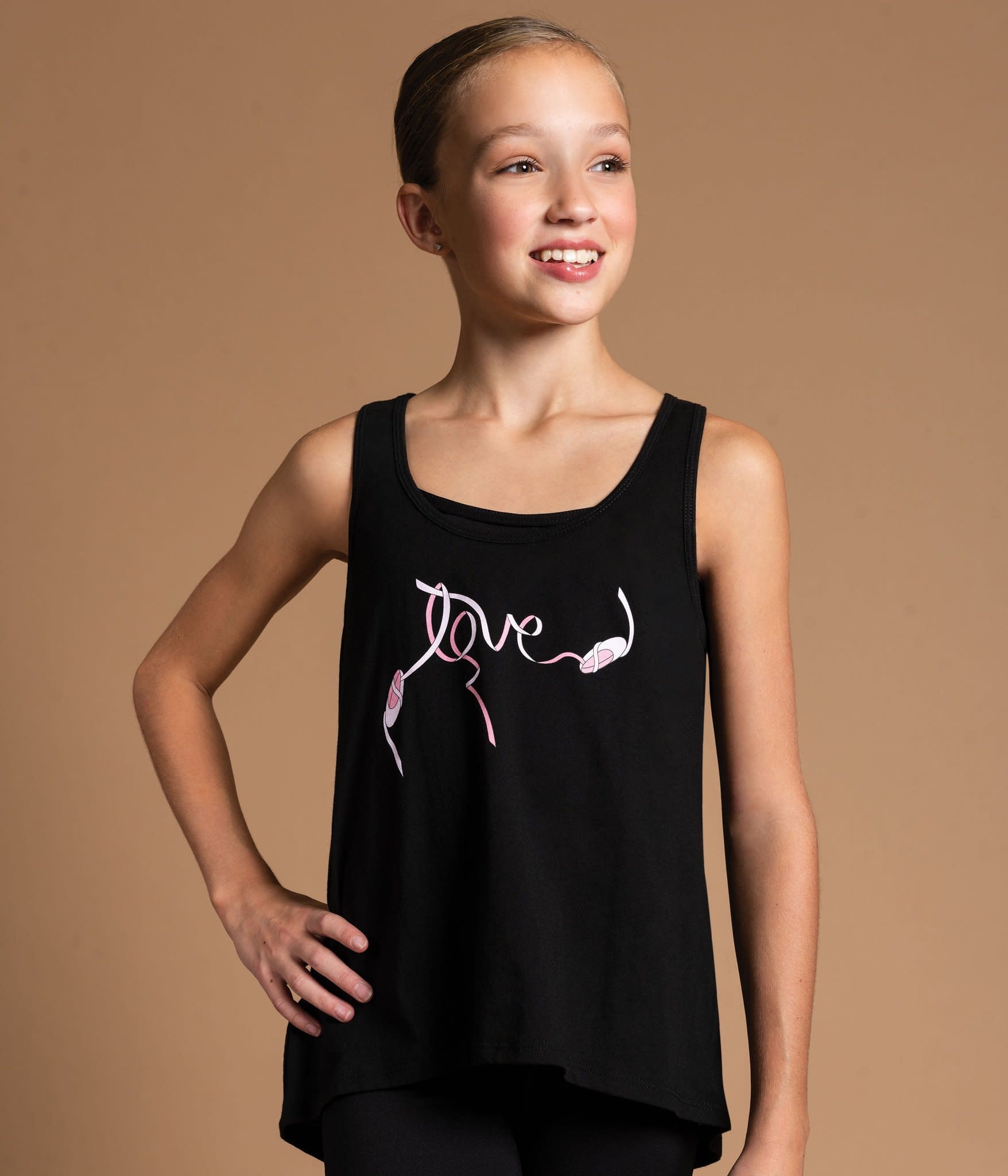 Motionwear Camisole style "High Low Tank" Motionwear 5903, imprimé: "LOVE" au devant