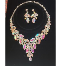 FH2 AB Crystal Necklace & Earrings Set, FH2 JS0004