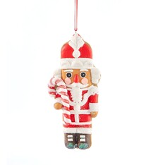 "Santa Nutcracker Ornament w/Candy cane", GiftCraft 646889