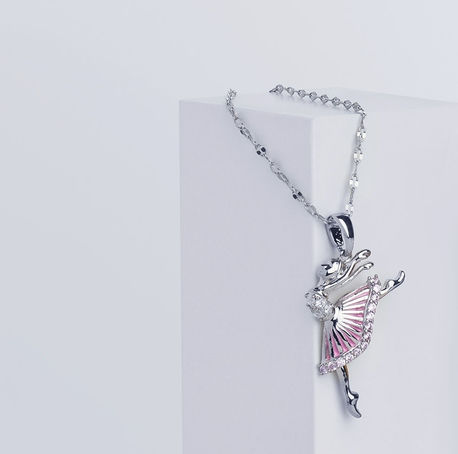 FH2 Collier avec breloque "Pink Ballerina", FH2 BN0002, boite jaune