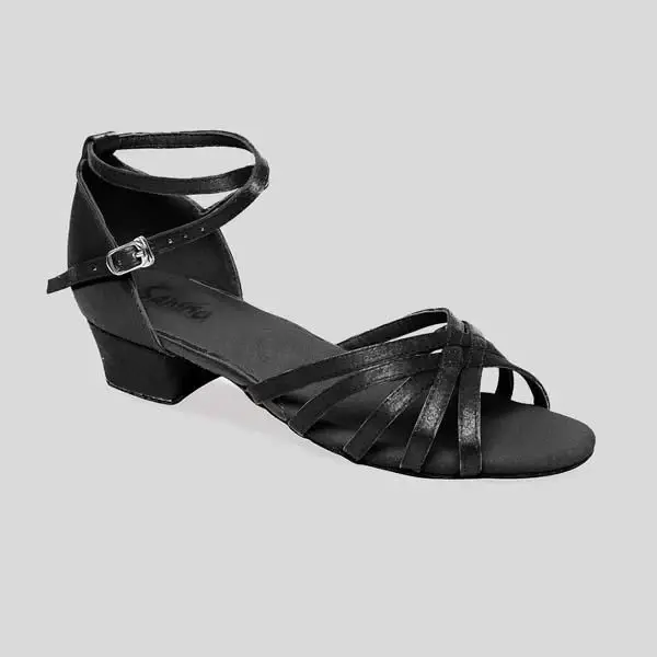 Sansha Soulier de danse sociale pour fille Sansha Bk56S "Marina", Talon large de 1,2 po., Dessus en satin, Semelle en suède