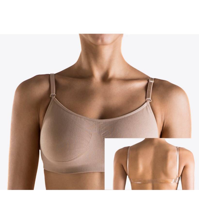 So Danca Child dance braSo Danca UG-203,  with nude and clear adjustable straps