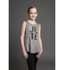 Motionwear Camisole Motionwear 4389-017 Grey, Bretelles larges avec ouverture au dos, imprimé: "JETÉ" noir au devant