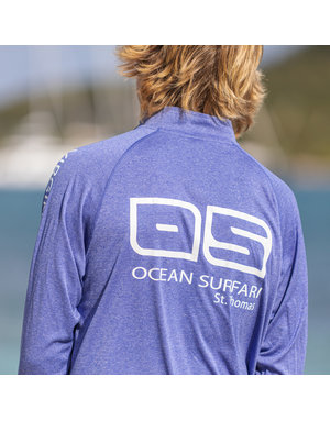Ocean Surfari OS SPF 50+ Performance 1/4 Zip Men's LS Heather Royal