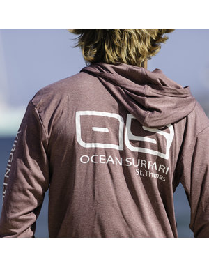 Ocean Surfari OS SPF 50+ Performance Men's Hoodie Heather Maroon