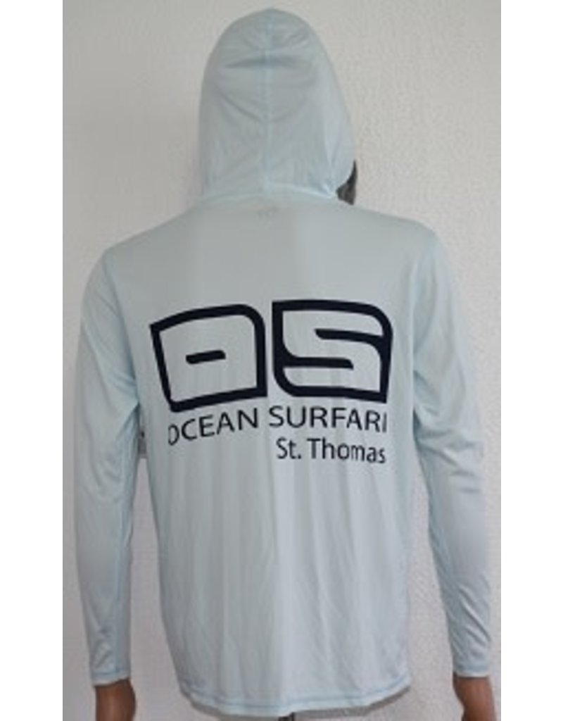 Ocean Surfari OS SPF 50+ Performance Men's Hoodie Ice Blue