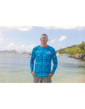 Ocean Surfari OS SPF 50+ Performance Men's LS Digi Camo Blue