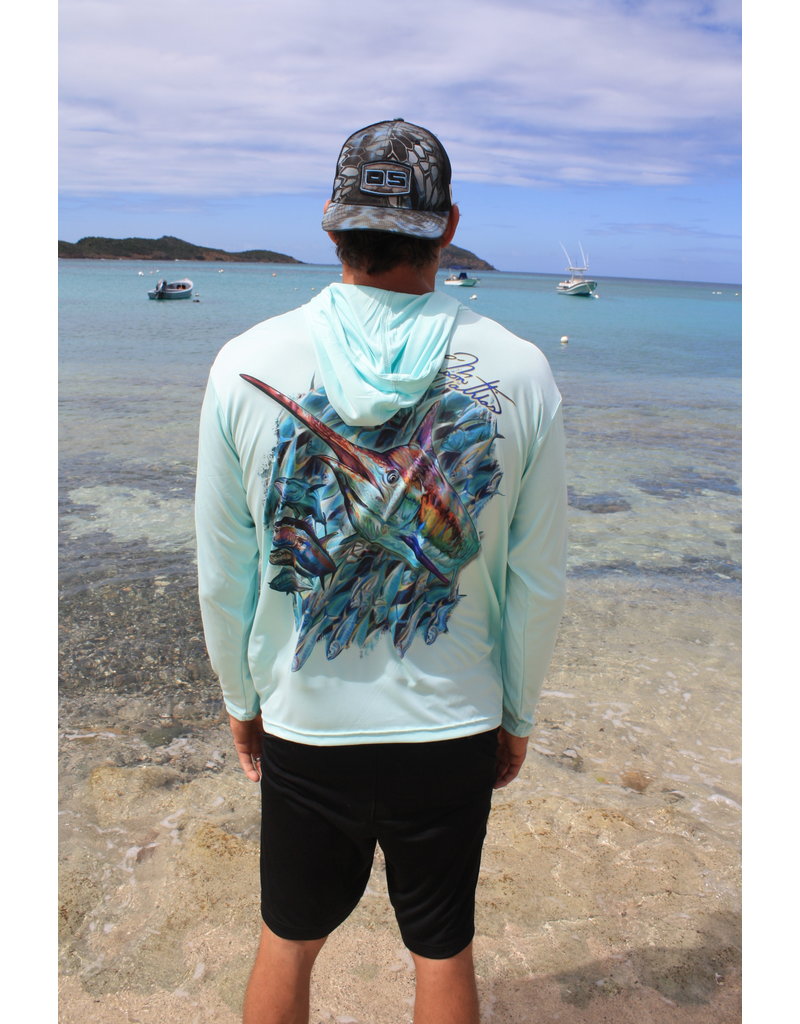 Ocean Surfari OS SPF 50+ Performance Men's Hoodie Sushi Roll Seafoam