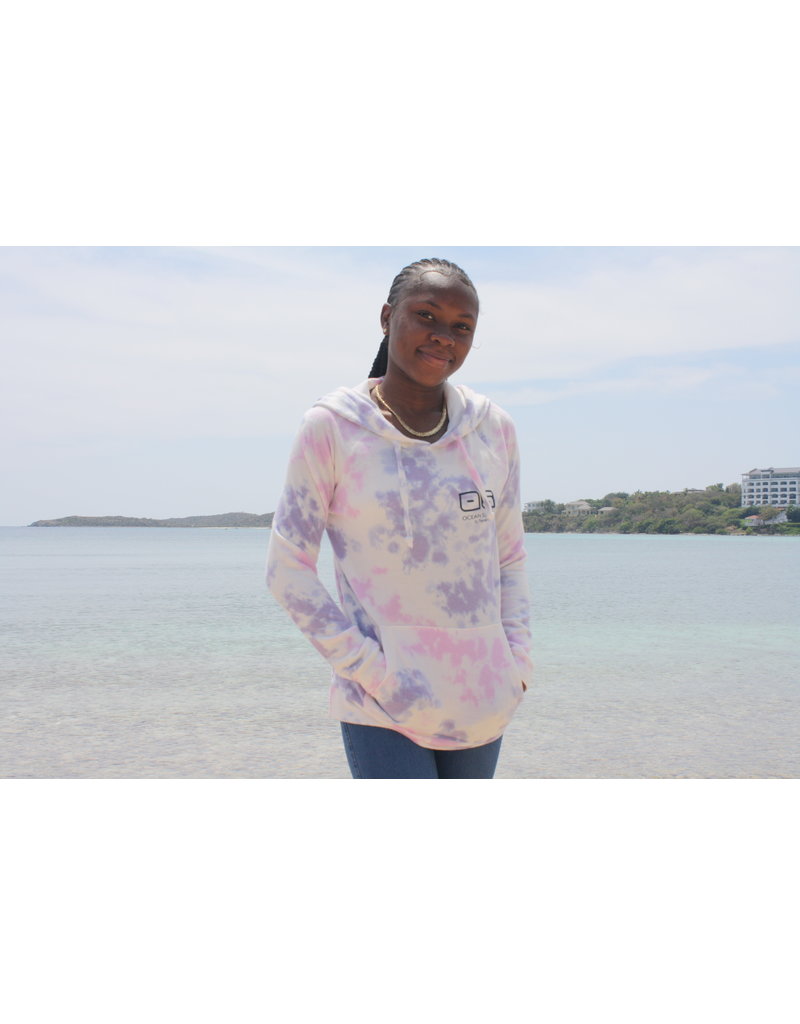 Ocean Surfari Ladies Tie Dye Hacci Front Pocket Hoodie Jasmine