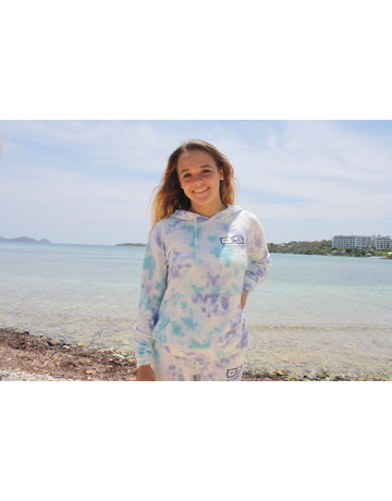 Ocean Surfari Ladies Tie Dye Hacci Front Pocket Hoodie Saltwater