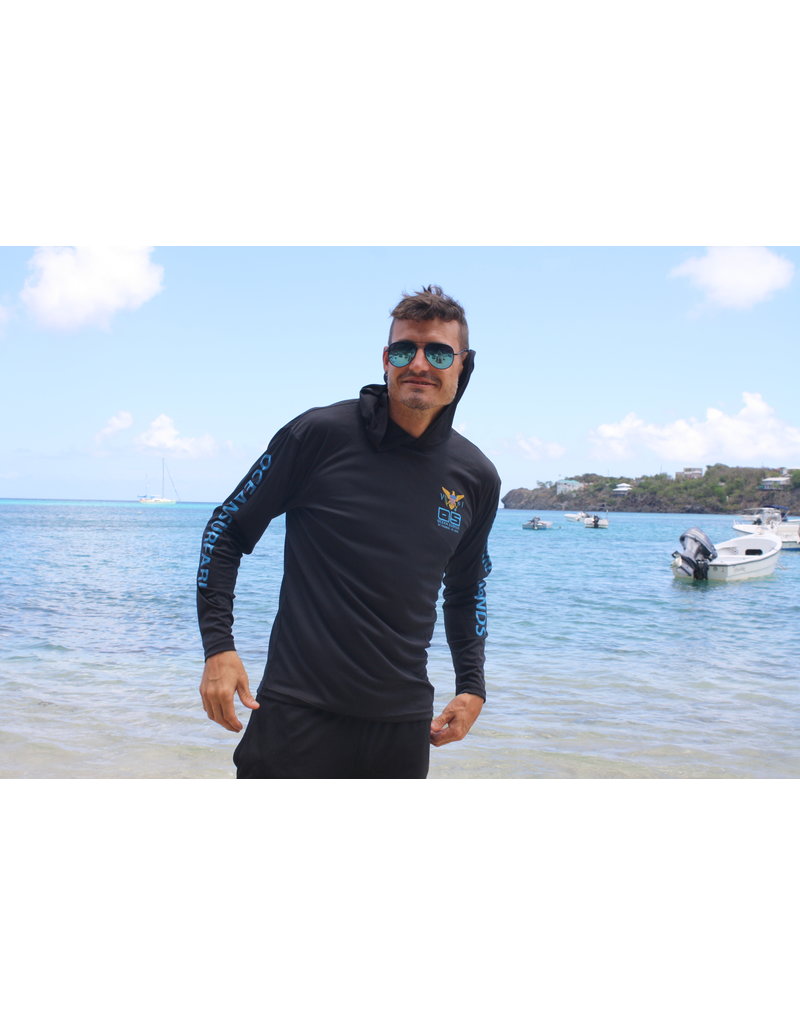 Ocean Surfari OS SPF 50+ Performance Men's Hoodie VI Flag Black