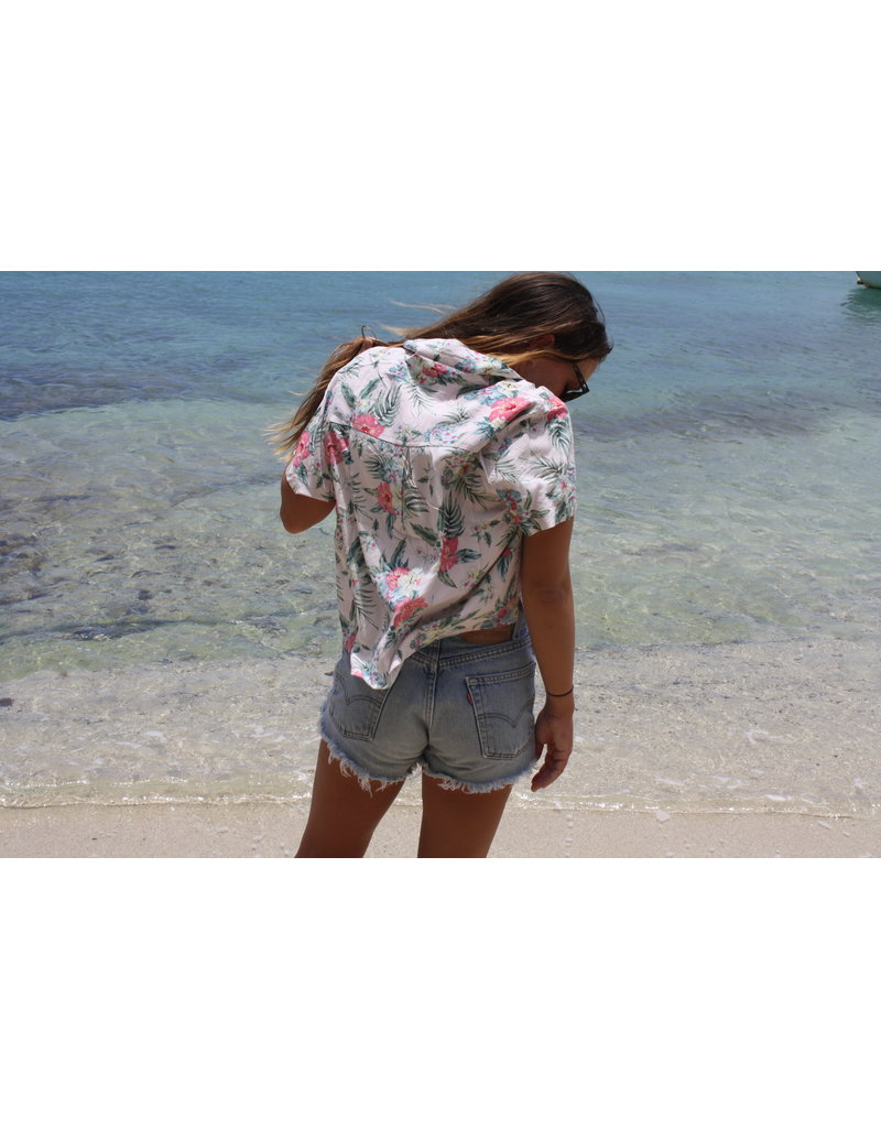 Ocean Drive Fashion Shirt Pink Hawaiian Print