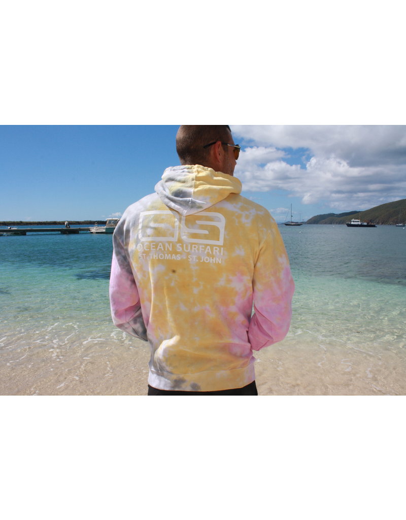 Ocean Surfari O/S Unisex Tie-Dye P/O Hoodie Yellow/Pink/Gray