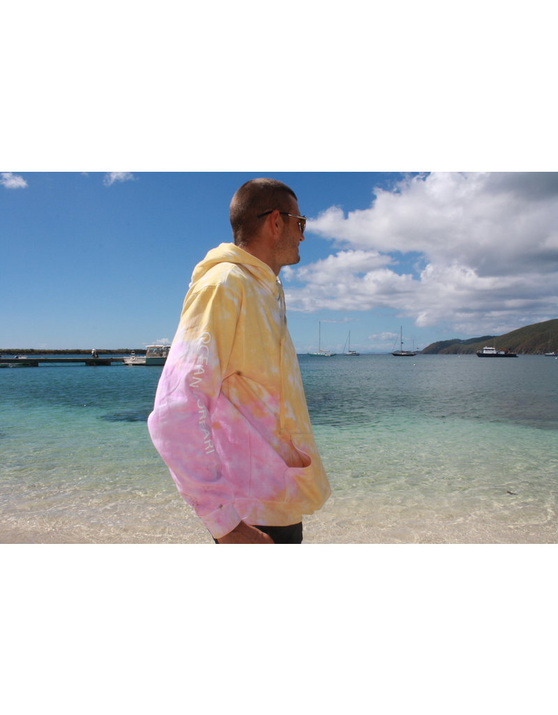 Ocean Surfari O/S Unisex Tie-Dye P/O Hoodie Yellow/Pink/Gray