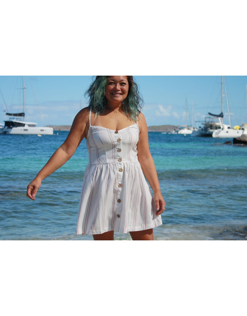 Ocean Drive Fashion Ivory/Peach/Navy Baja Stripe Dress