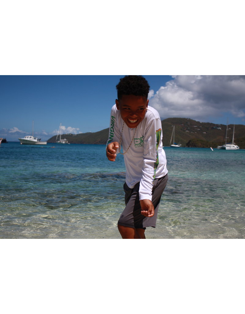 Ocean Surfari OS SPF 50+ Performance Youth LS Mahi White