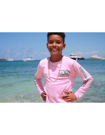 Ocean Surfari OS SPF 50+ Performance Youth LS Lt Pink