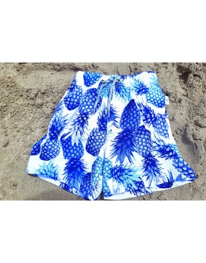 Vintage Summer VS Boys Seersucker All Over Pineapple Swim Shorts - White