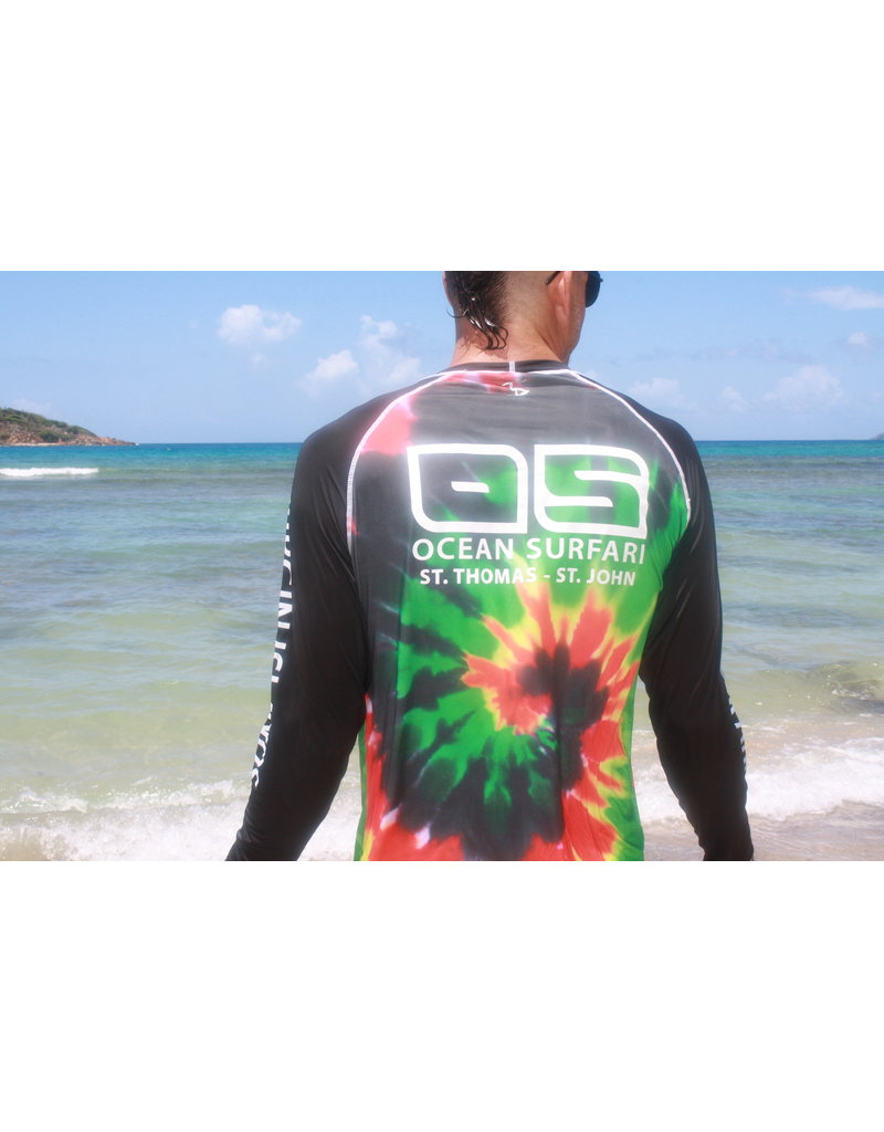 Ocean Surfari OS SPF 50 Performance Men's LS Rasta Tie Dye
