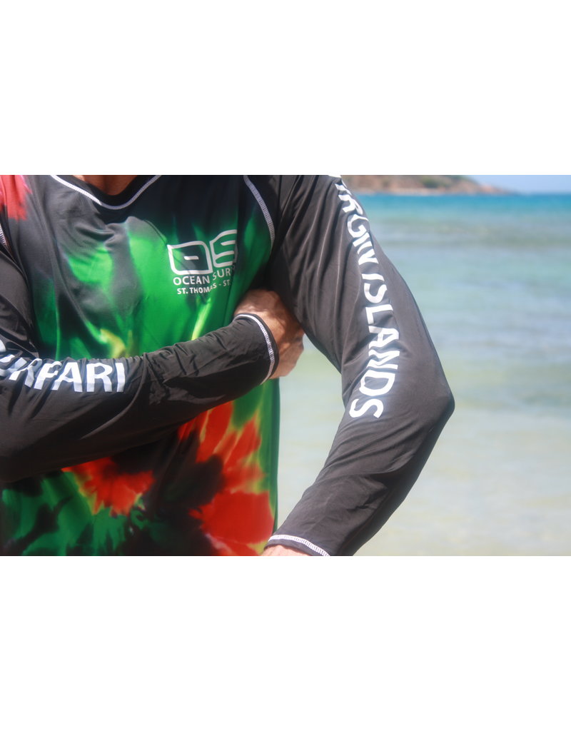 Ocean Surfari OS SPF 30 Performance Men's LS Rasta Tie Dye