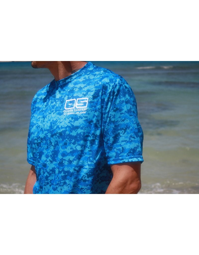 Ocean Surfari OS SPF 50+ Performance Men's SS Digi Camo Blue
