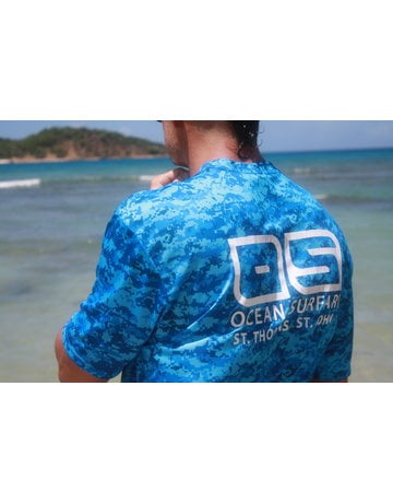 Ocean Surfari OS SPF 50+ Performance Men's SS Digi Camo Blue