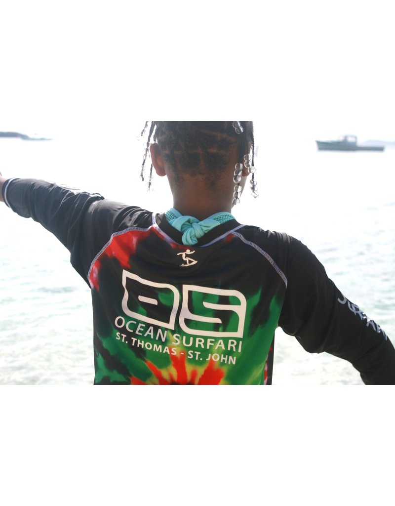 Ocean Surfari OS SPF 30 Performance Youth LS Rasta Tie Dye